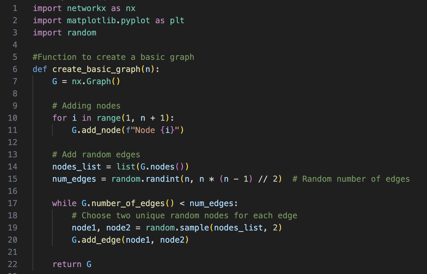 Code to generate graph